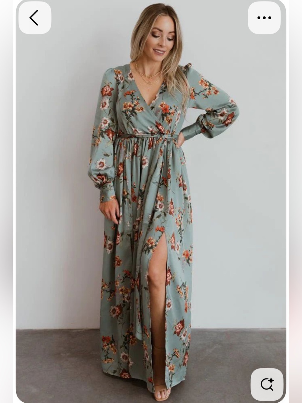 Baltic Born Sage Green Floral Wrap Maxi Dress
